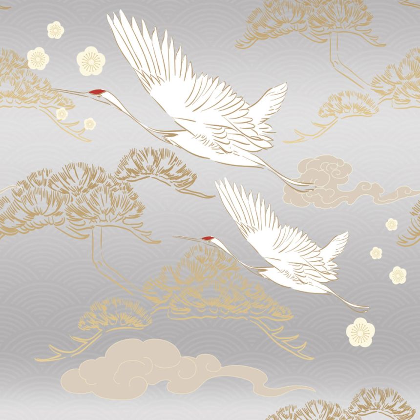 Luxury non-woven wall mural with herons, Z34989, Elie Saab