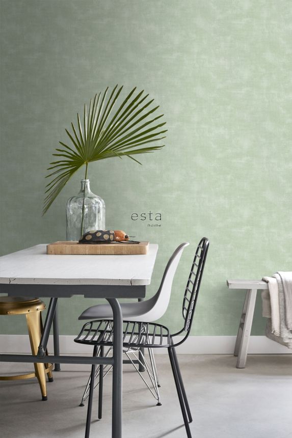 Green non-woven wallpaper, stucco, 139018, Vintage Flowers, Esta Home