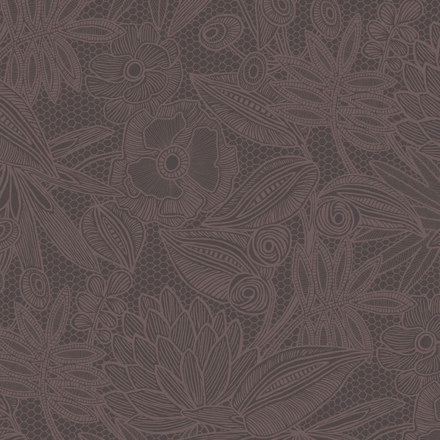 Brown-purple floral non-woven wallpaper, 340115, Gilded, Eijffinger