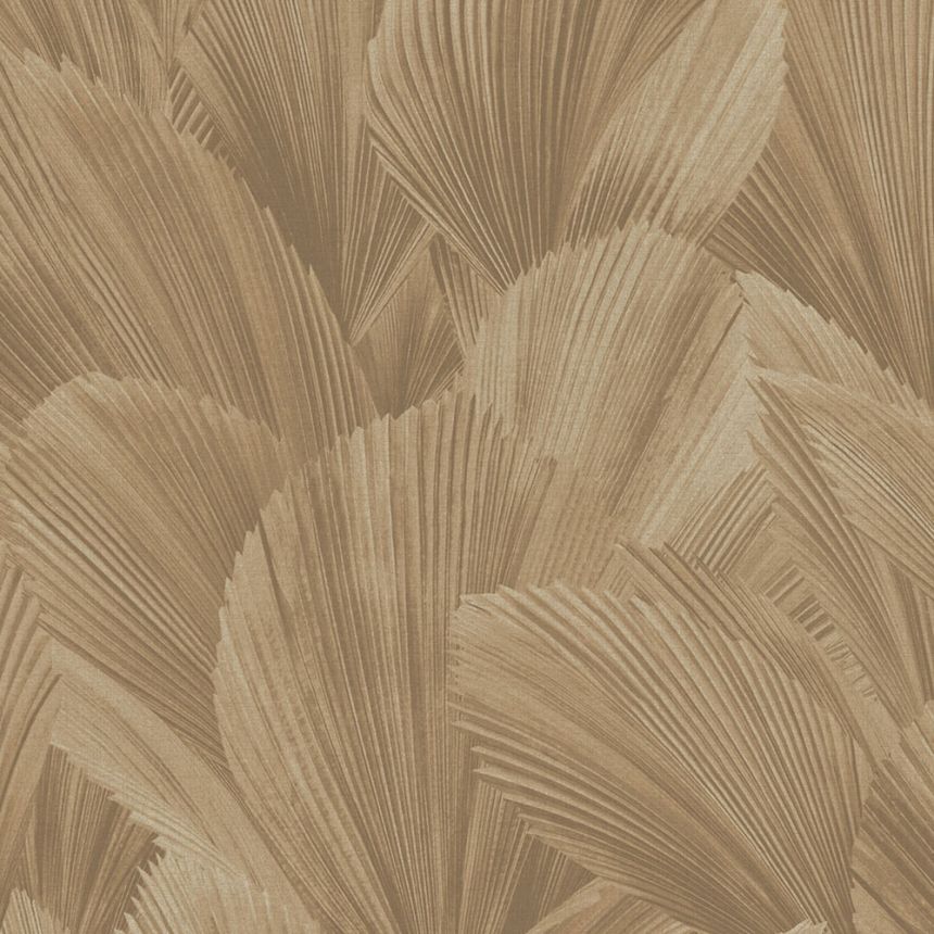 Gray-beige non-woven wallpaper, leaves, 340121, Gilded, Eijffinger