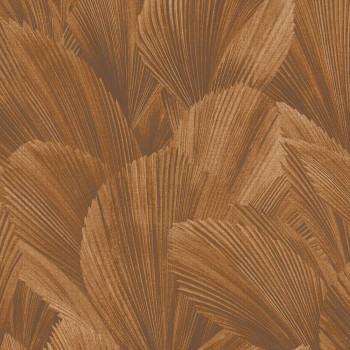 Terracotta color non-woven wallpaper, leaves, 340123, Gilded, Eijffinger