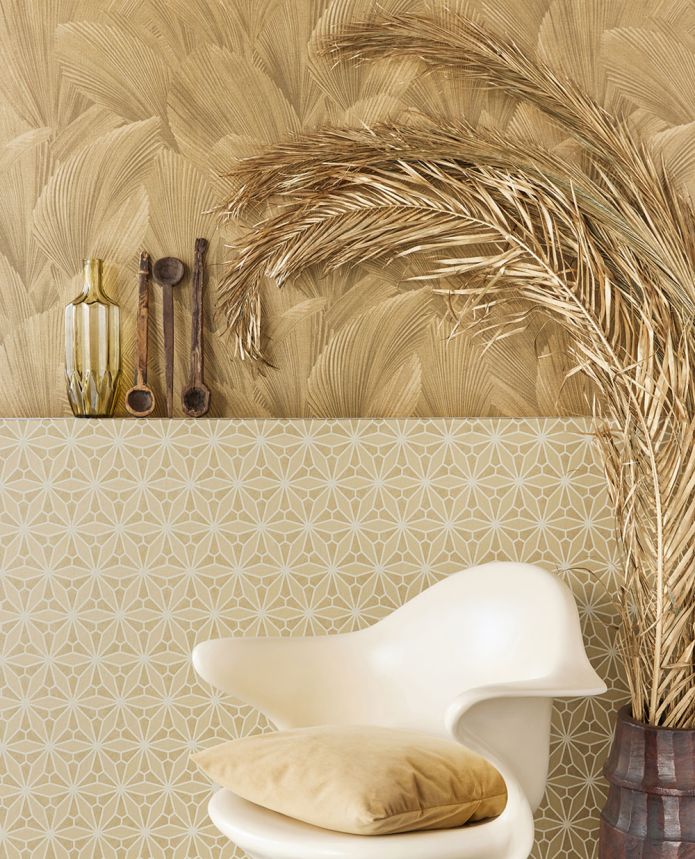 Gold-brown non-woven floral wallpaper, 340142, Gilded, Eijffinger