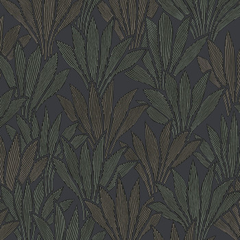 Blue non-woven wallpaper with leaves, 340153, Gilded, Eijffinger