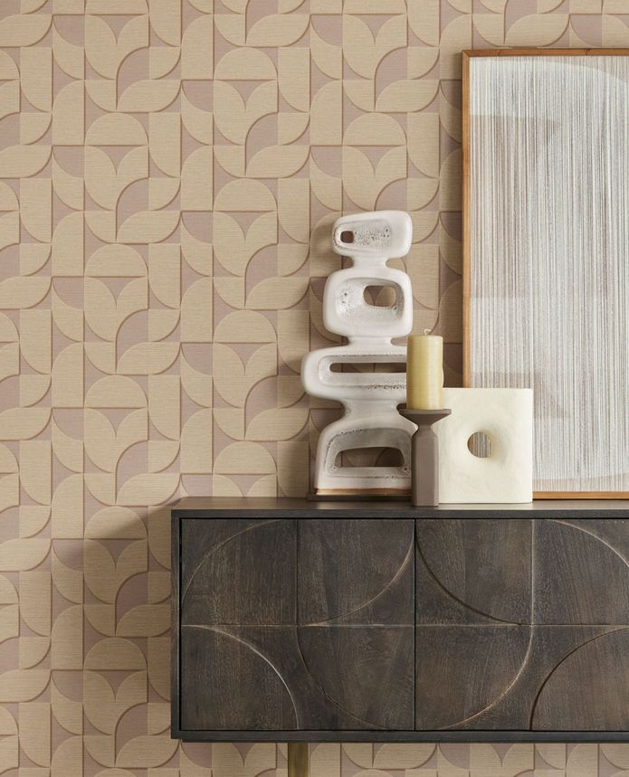 Brown-purple geometric retro wallpaper, 333611, Revive, Eijffinger