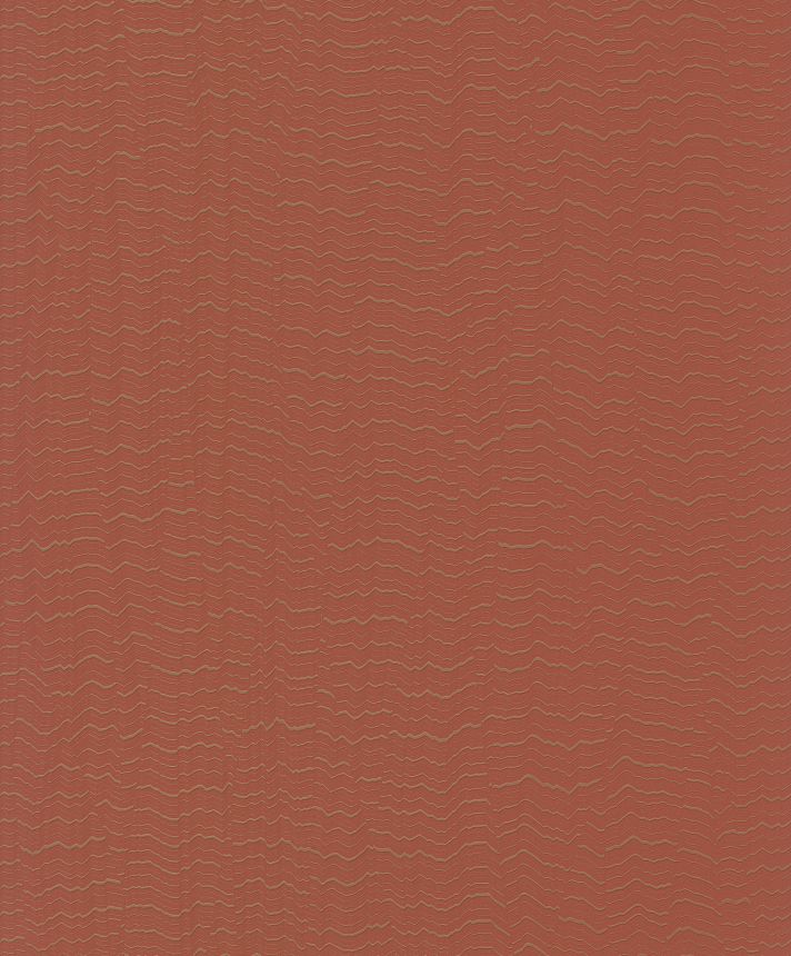 Brick red non-woven wallpaper, waves, BZ3409, Belize, Grandeco