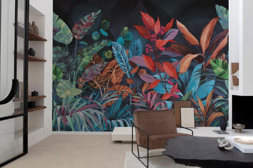 Non-woven wall mural, leaves, BZ6001 Belize Grandeco