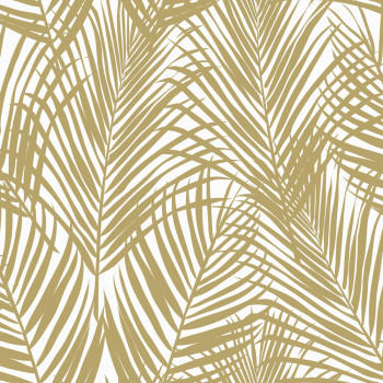 Non-woven wallpaper, palm leaves, white-gold, 139301, Bloom, Esta Home