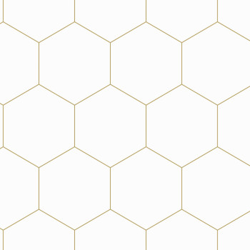 Geometric non-woven wallpaper, white-gold, 139312, Bloom, Esta Home