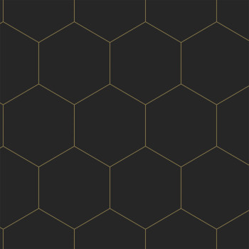 Geometric non-woven wallpaper, black-gold, 139313, Bloom, Esta Home