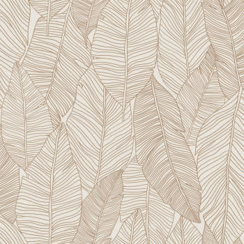 Non-woven wallpaper, leaves, beige, 139352, Bloom, Esta Home