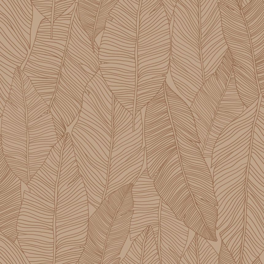 Non-woven wallpaper, leaves, brown, 139353, Bloom, Esta Home