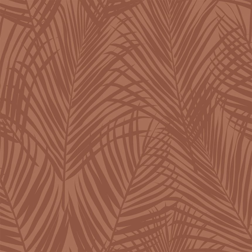 Non-woven wallpaper, palm leaves, brown, 139370, Bloom, Esta Home