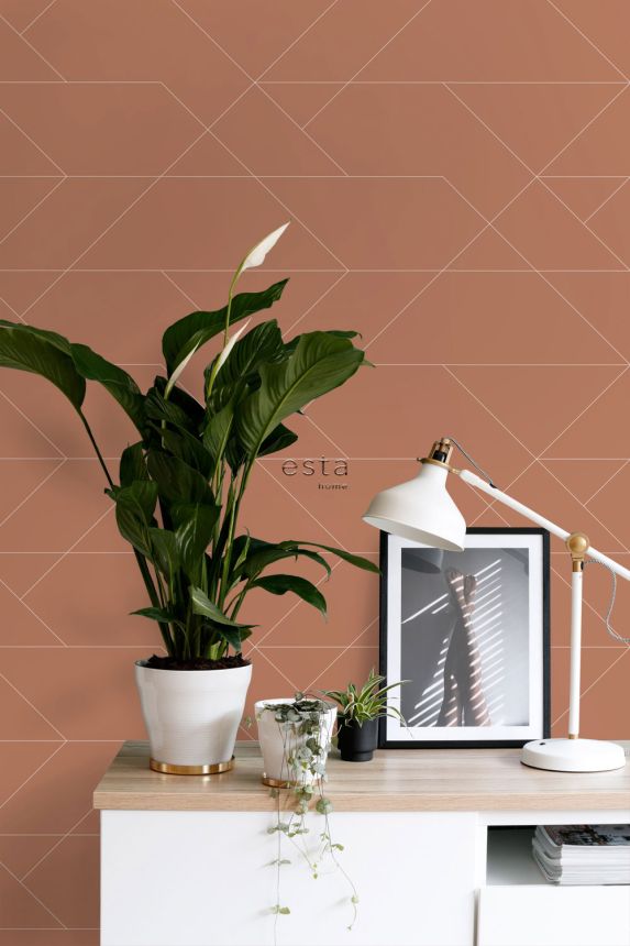 Geometric non-woven wallpaper, brown, 139373, Bloom, Esta Home