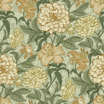 Floral non-woven wallpaper, green, 139379, Bloom, Esta Home