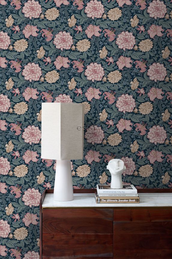 Floral non-woven wallpaper, blue, 139382, Bloom, Esta Home