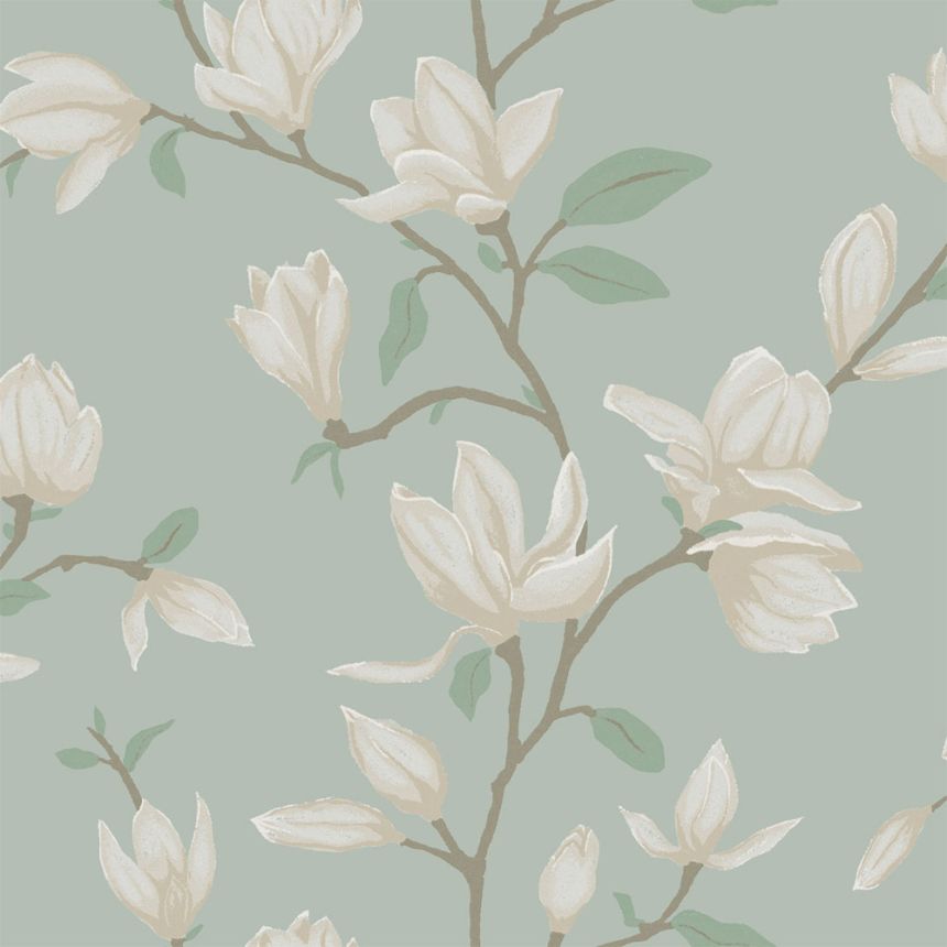 Floral non-woven wallpaper, turquoise, 139405, Bloom, Esta Home