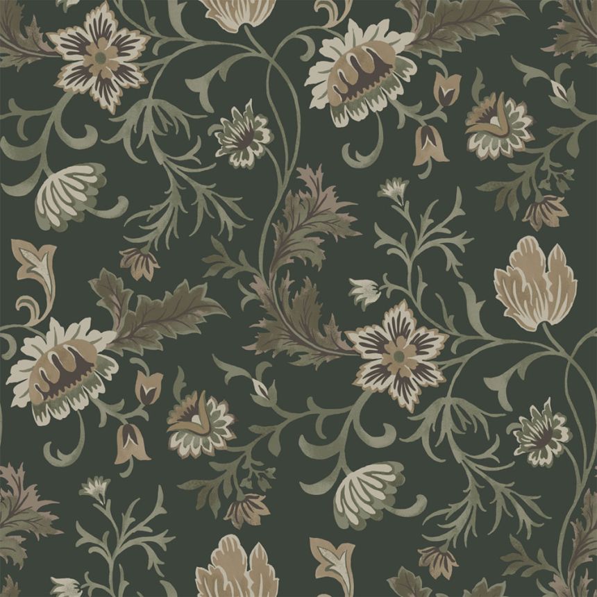 Floral non-woven wallpaper, black, 139417, Bloom, Esta Home