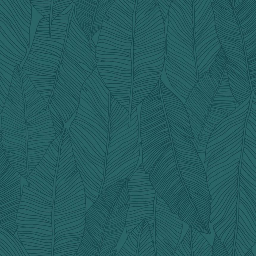 Non-woven wallpaper, leaves, turquoise, 139448, Bloom, Esta Home