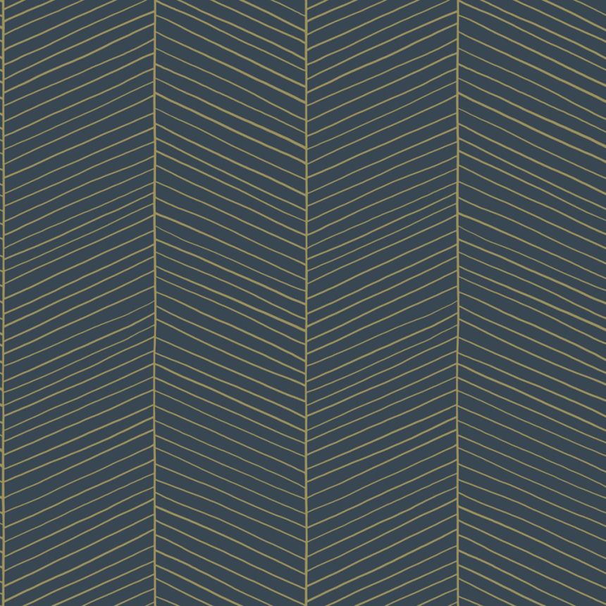 Geometric non-woven wallpaper, blue-gold, 139452, Bloom, Esta Home