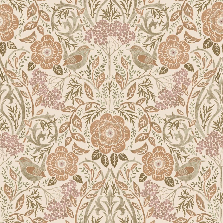 Floral non-woven wallpaper, beige, 139566, Bloom, Esta Home