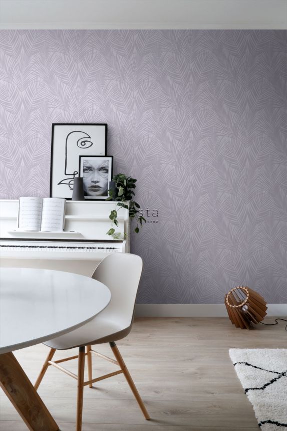 Non-woven wallpaper, palm leaves, purple, 139573, Bloom, Esta Home