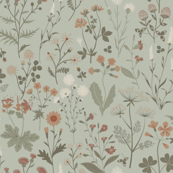 Floral non-woven wallpaper, green, 139598, Bloom, Esta Home