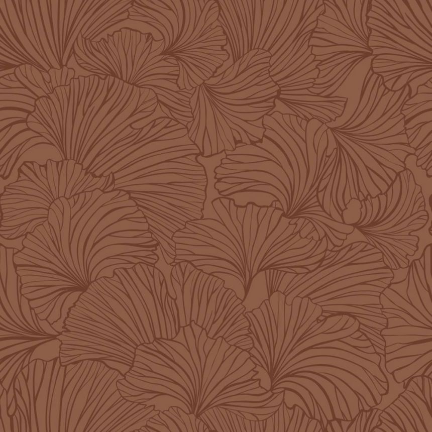 Non-woven wallpaper, leaves, brown, 139617, Bloom, Esta Home