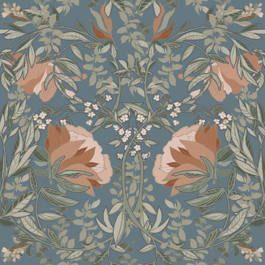 Floral non-woven wallpaper, blue, 139643, Bloom, Esta Home