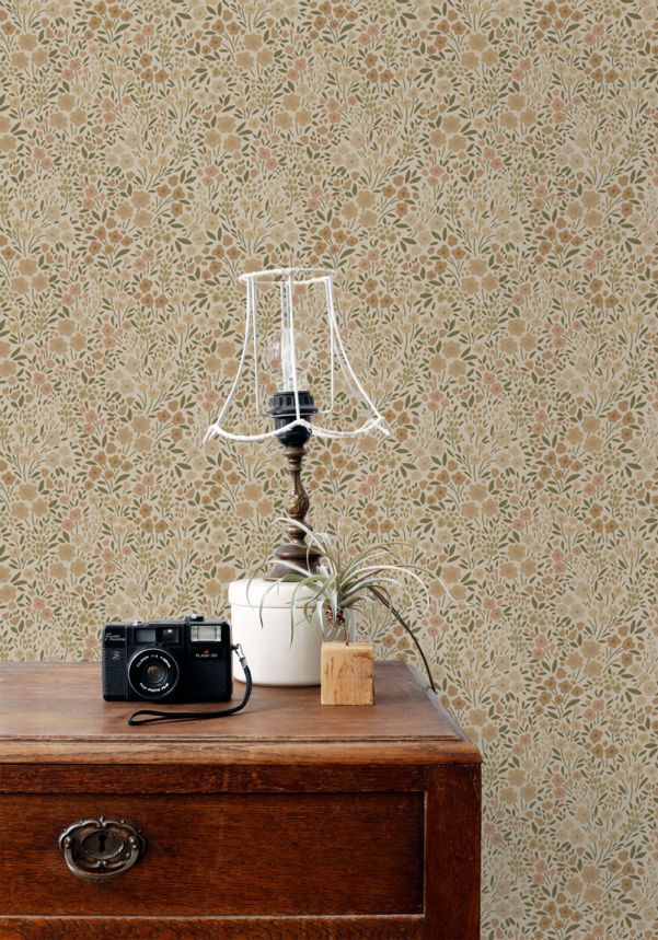 Floral non-woven wallpaper, beige, 139701, Bloom, Esta Home