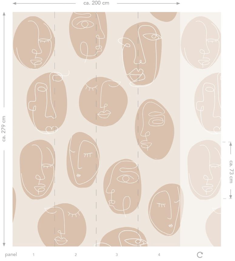 Graphic non-woven wallpaper, beige, 159252, Bloom, Esta Home