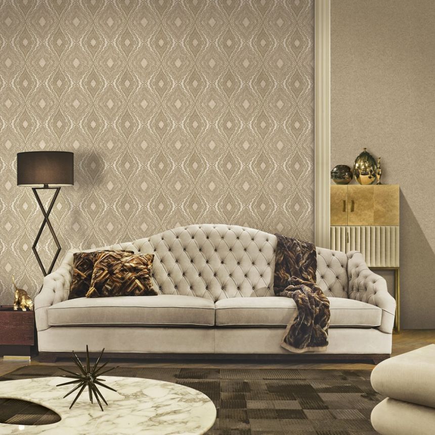 Luxury non-woven wallpaper with a vinyl surface 97108, geometric pattern, Terra, Emiliana Parati