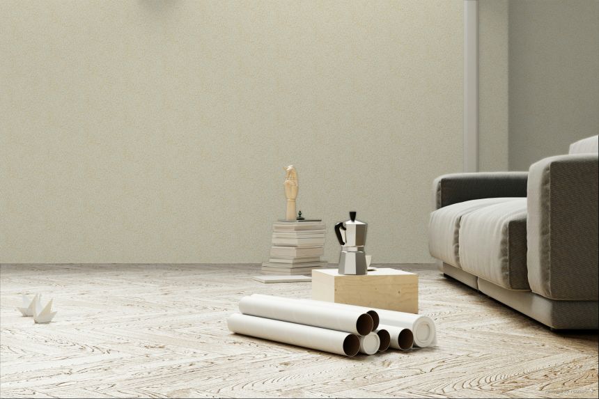 Non-woven wallpaper, green-brown, stone, terrazzo, ROC003, Rock, Masureel