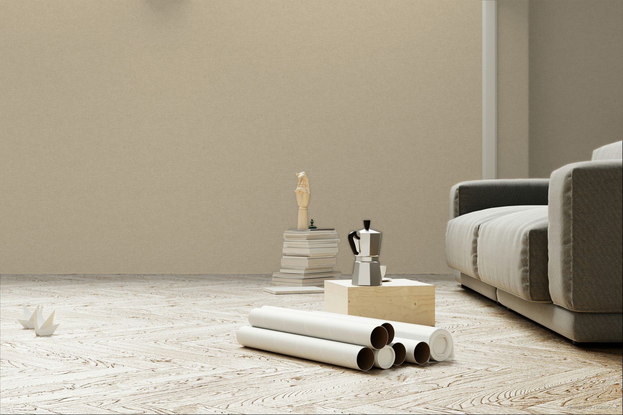 Non-woven wallpaper, beige, fabric imitation, JOY302, Joy, Rhapsody, Masureel