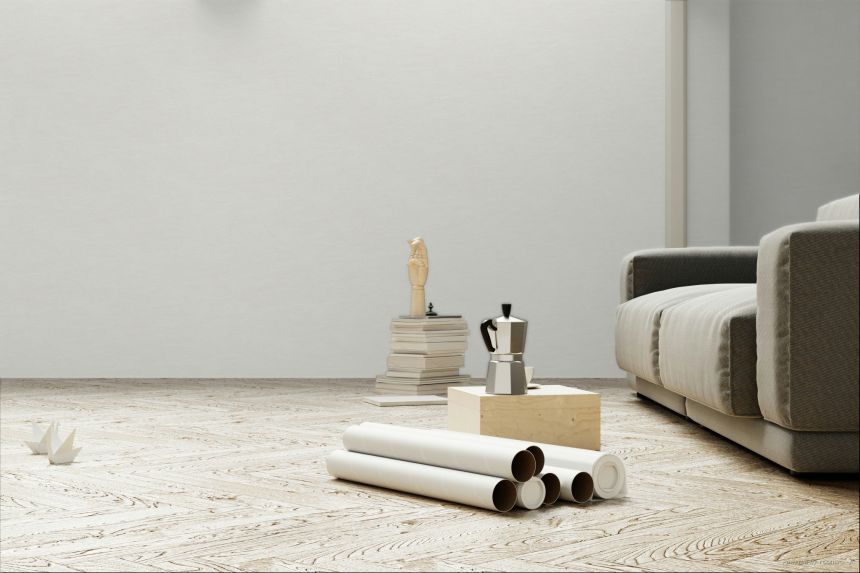 Non-woven wallpaper, waves, cream, TER001, Terra, Masureel
