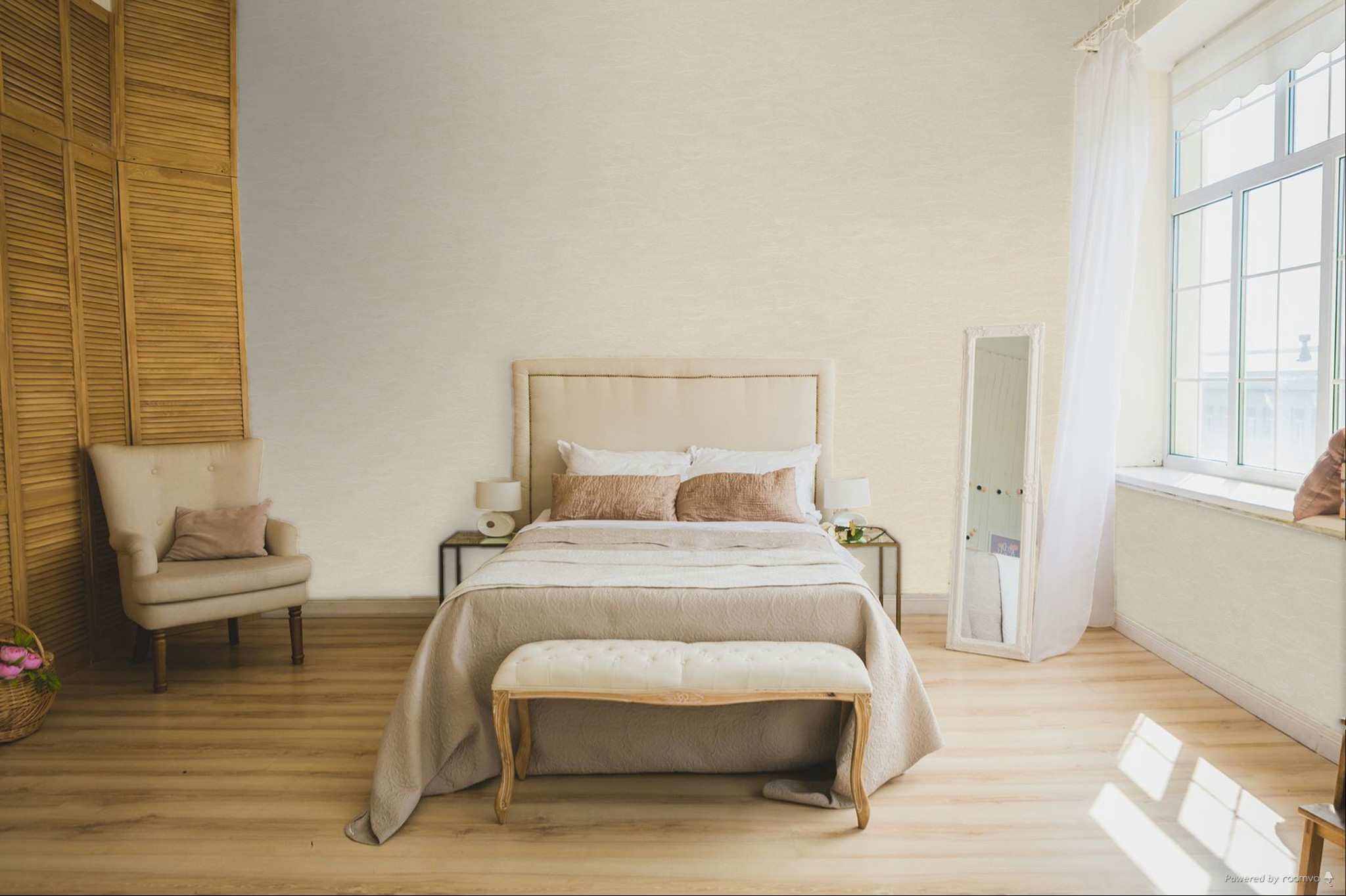 Non-woven wallpaper, waves, beige, TER005, Terra, Masureel