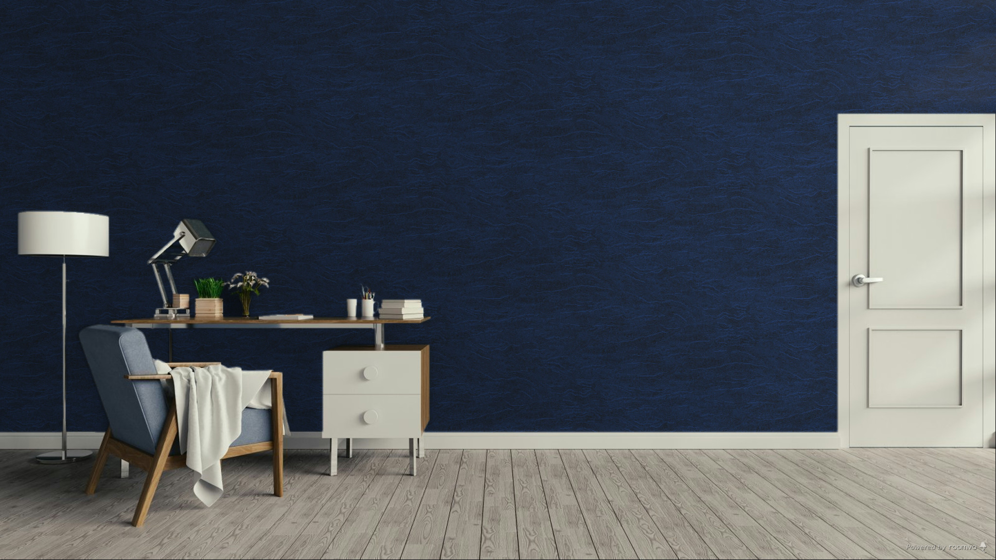 Non-woven wallpaper, waves, blue, TER009, Terra, Masureel