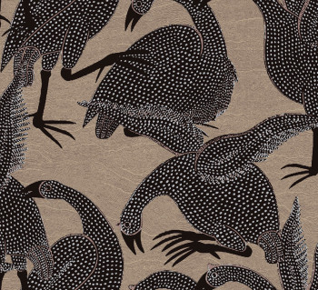 Non-woven wallpaper, birds, brown, TER103, Terra, Masureel