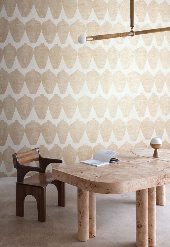 Non-woven wallpaper, vases, cream, TER201, Terra, Masureel