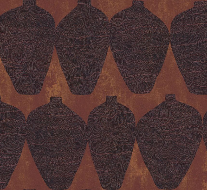 Non-woven wallpaper, vases, brown-red, TER202, Terra, Masureel