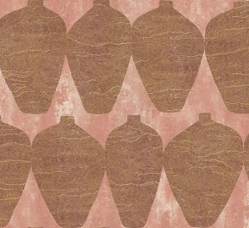 Non-woven wallpaper, vases, pink, TER203, Terra, Masureel