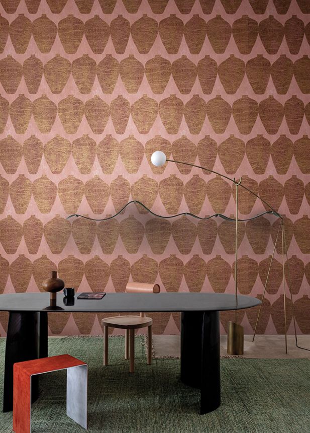 Non-woven wallpaper, vases, pink, TER203, Terra, Masureel