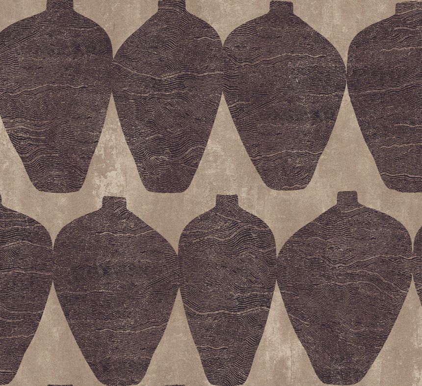 Non-woven wallpaper, vases, brown, TER204, Terra, Masureel