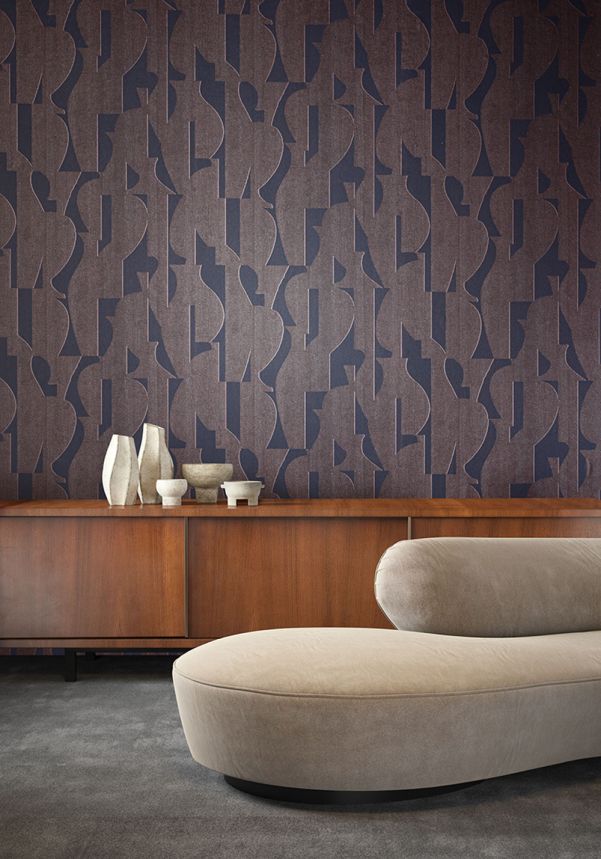 Geometric non-woven wallpaper, brown-black, TER304, Terra, Masureel