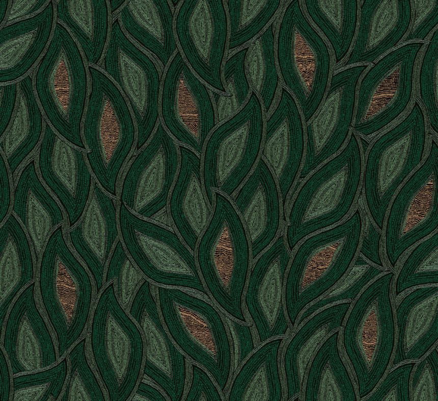 Non-woven wallpaper, leaves, green, TER402, Terra, Masureel