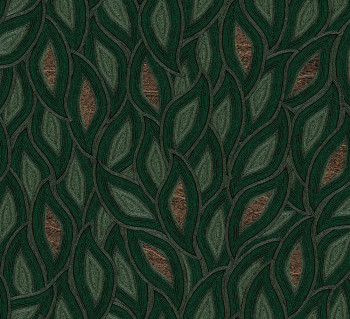 Non-woven wallpaper, leaves, green, TER402, Terra, Masureel