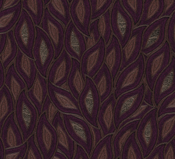 Non-woven wallpaper, leaves, burgundy, TER403, Terra, Masureel