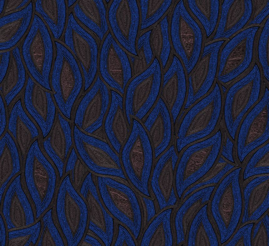 Non-woven wallpaper, leaves, blue, TER406, Terra, Masureel