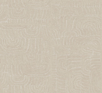 Geometric non-woven wallpaper, ethno pattern, beige, TER504, Terra, Masureel