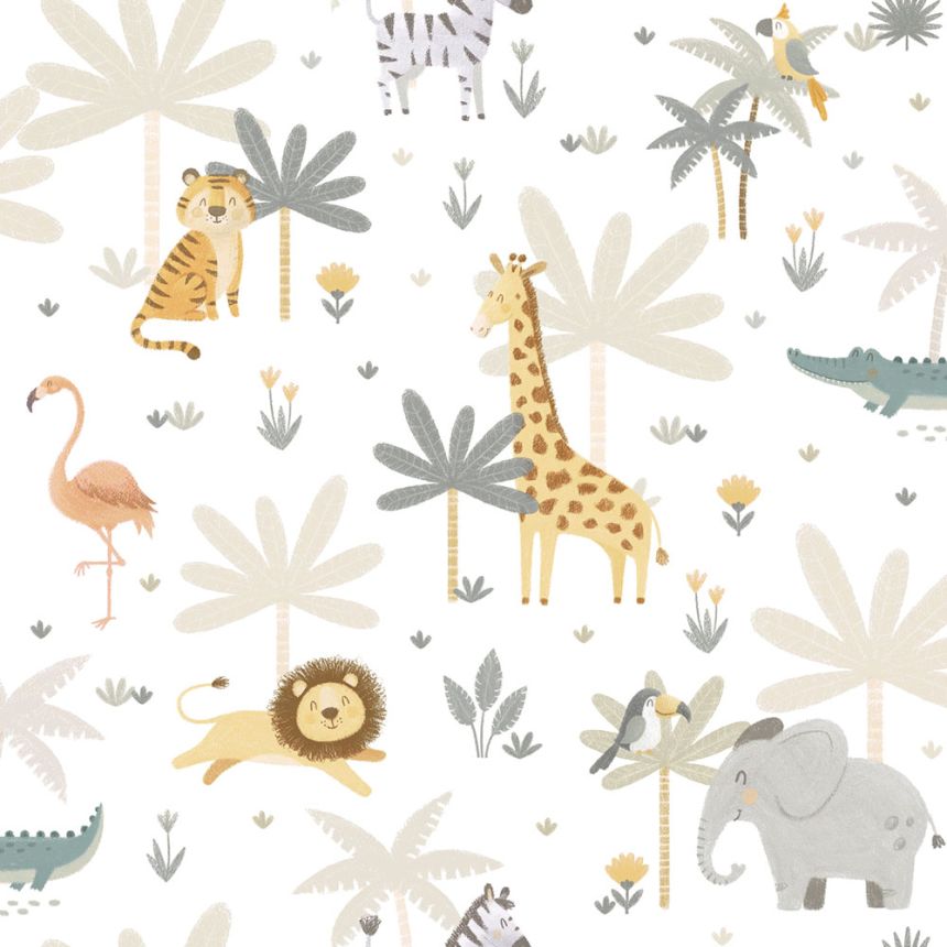 Children's wallpaper with jungle animals, 974-1, Mika,  ICH Wallcoverings