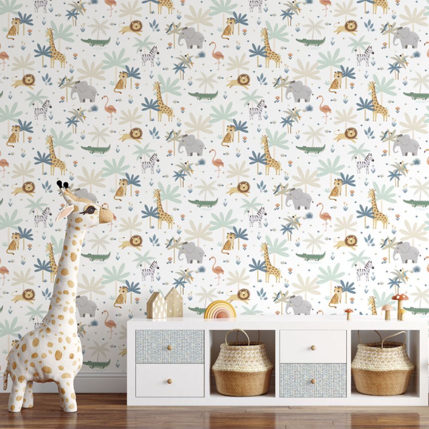 Children's wallpaper with jungle animals, 974-2, Mika,  ICH Wallcoverings